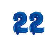 Folieballon 22 jaar blauw 86cm