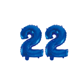 Folieballon 22 jaar blauw 86cm
