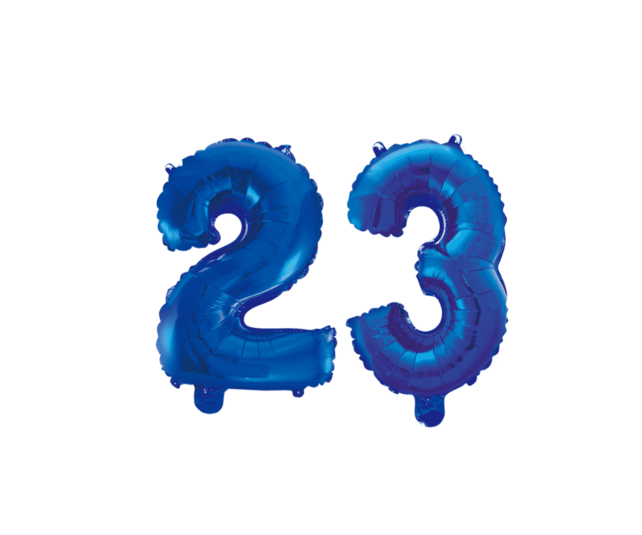 Folieballon 23 jaar blauw 86cm