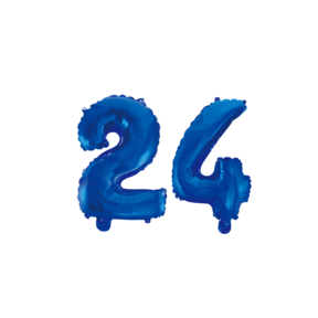 Folieballon 24 jaar blauw 86cm