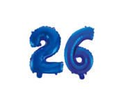 Folieballon 26 jaar blauw 86cm