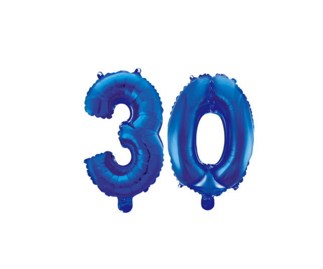 Folieballon 30 jaar blauw 86cm