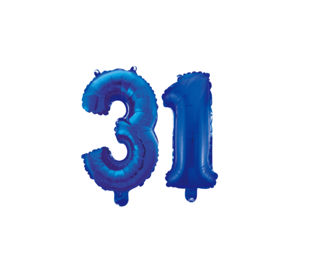 Folieballon 31 jaar blauw 86cm