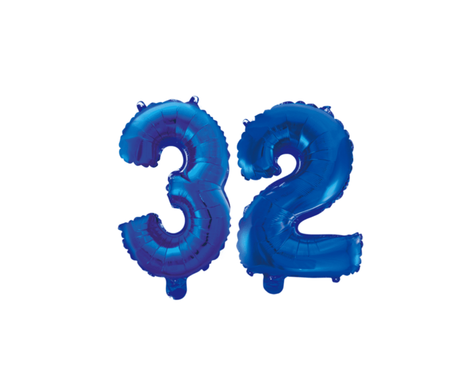 Folieballon 32 jaar blauw 86cm