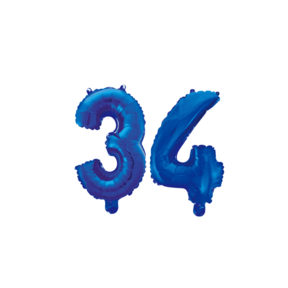 Folieballon 34 jaar blauw 86cm