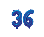 Folieballon 36 jaar blauw 86cm