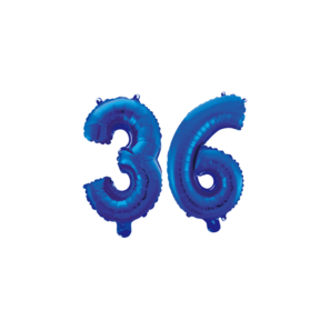 Folieballon 36 jaar blauw 86cm