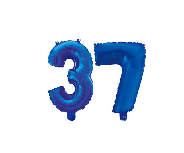 Folieballon 37 jaar blauw 86cm