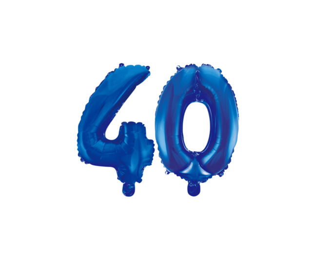 Folieballon 40 jaar blauw 86cm Folieballon 40 jaar blauw 86cm
