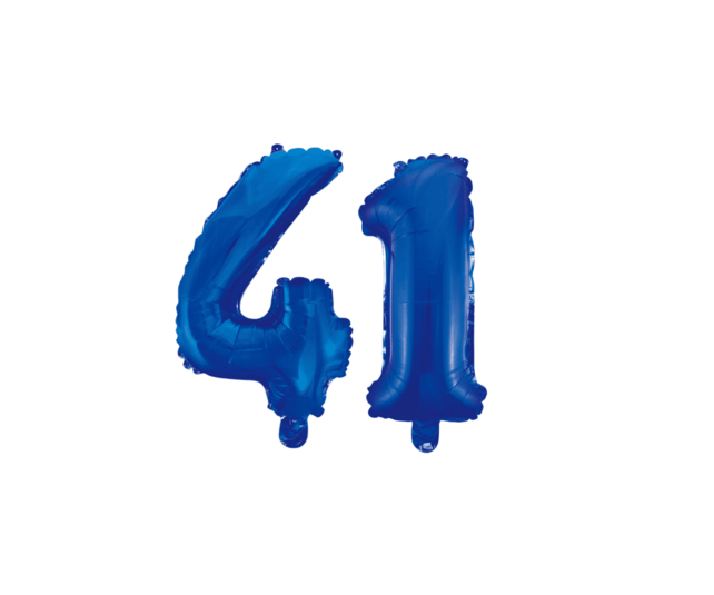 Folieballon 41 jaar blauw 86cm