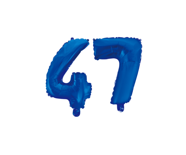 Folieballon 47 jaar blauw 86cm