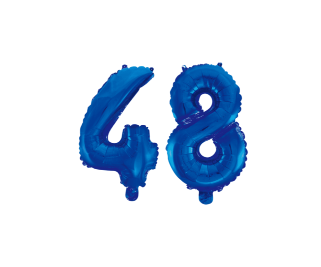 Folieballon 48 jaar blauw 86cm