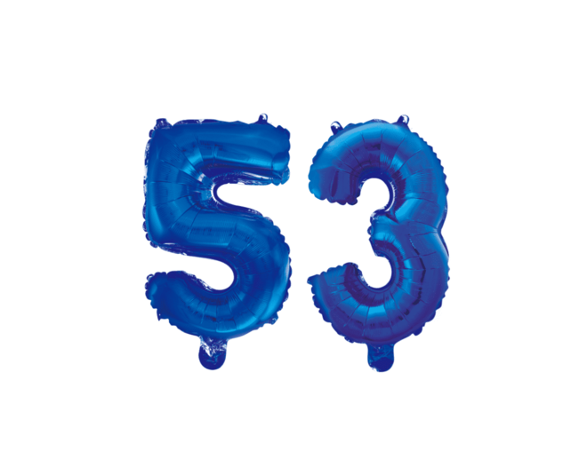 Folieballon 53 jaar blauw 86cm