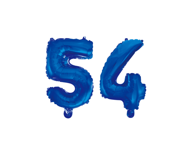 Folieballon 54 jaar blauw 86cm
