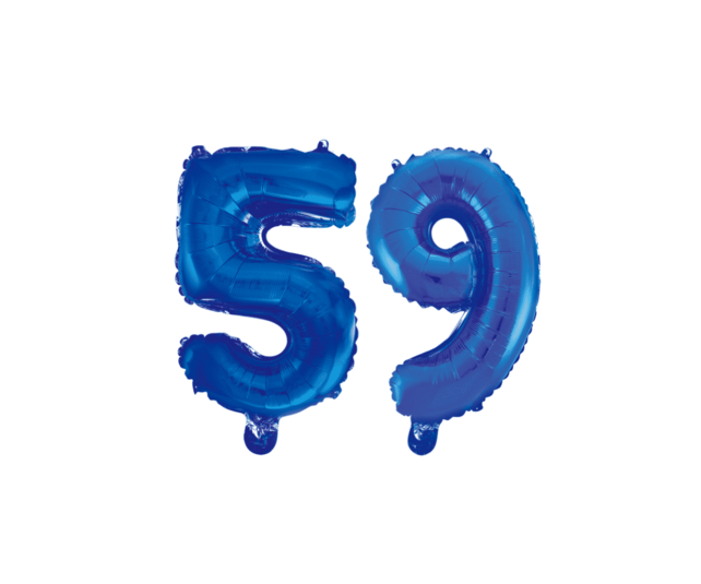 Folieballon 59 jaar blauw 86cm Folieballon 59 jaar blauw 86cm