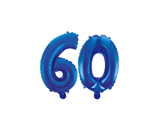 Folieballon 60 jaar blauw 86cm