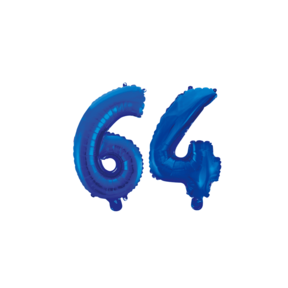 Folieballon 64 jaar blauw 86cm