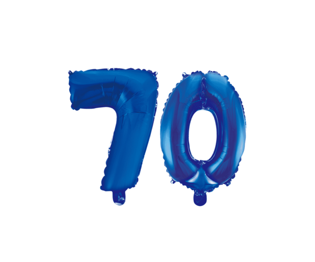 Folieballon 70 jaar blauw 86cm