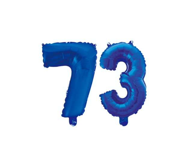 Folieballon 73 jaar blauw 86cm