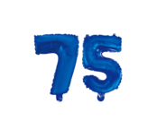 Folieballon 75 jaar blauw 86cm