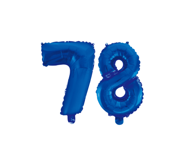 Folieballon 78 jaar blauw 86cm