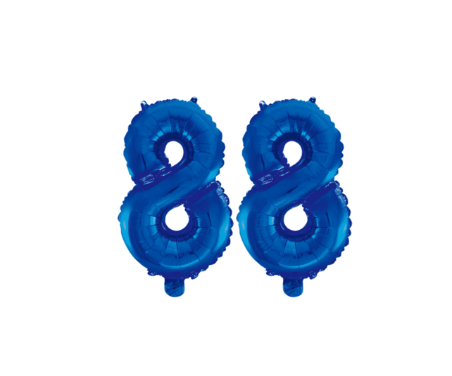 Folieballon 88 jaar blauw 86cm Folieballon 88 jaar blauw 86cm