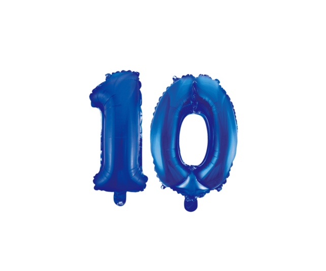 Folieballon 10 jaar blauw 41cm