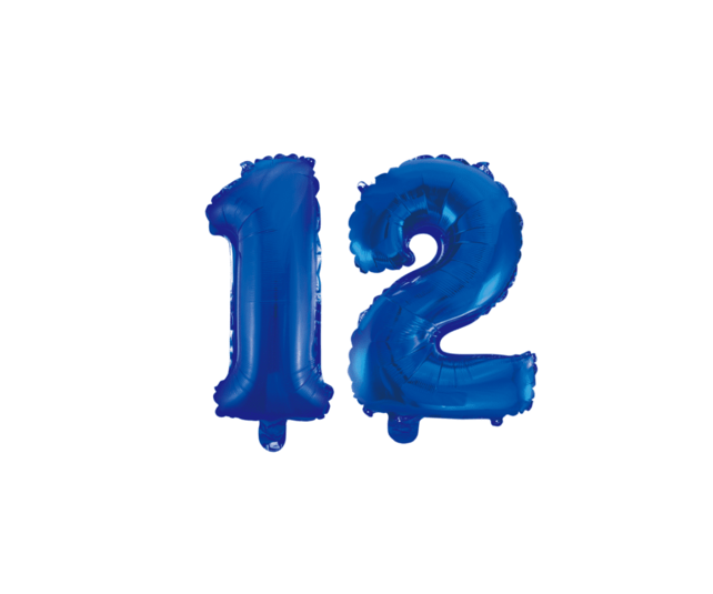 Folieballon 12 jaar blauw 41cm