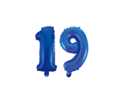 Folieballon 19 jaar blauw 41cm