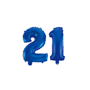 Folieballon 21 jaar blauw 41cm