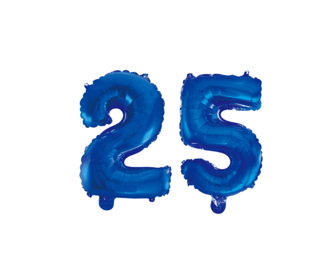 Folieballon 25 jaar blauw 41cm