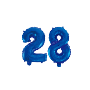 Folieballon 28 jaar blauw 41cm