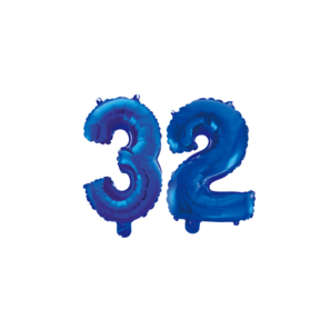 Folieballon 32 jaar blauw 41cm
