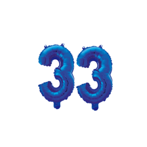Folieballon 33 jaar blauw 41cm