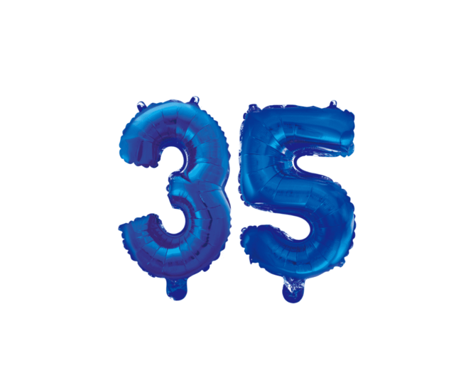 Folieballon 35 jaar blauw 41cm Folieballon 35 jaar blauw 41cm