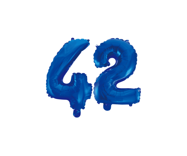 Folieballon 42 jaar blauw 41cm