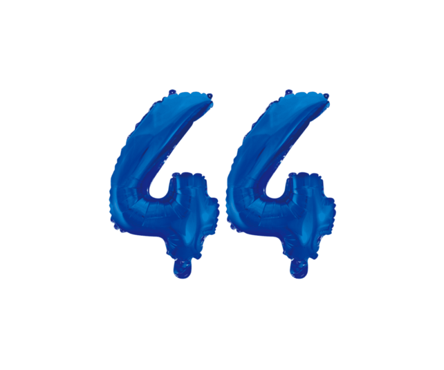 Folieballon 44 jaar blauw 41cm