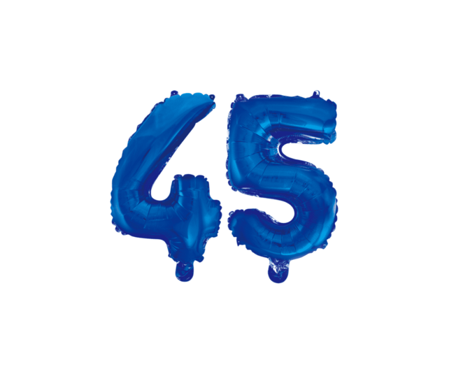 Folieballon 45 jaar blauw 41cm