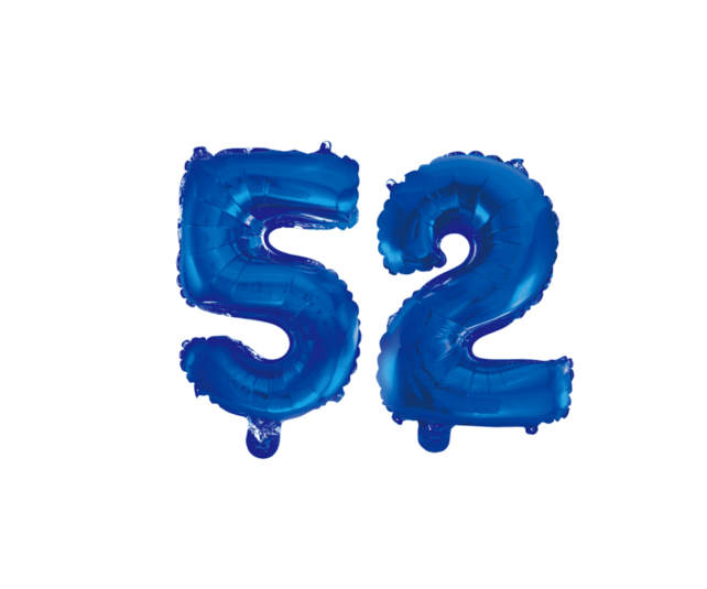 Folieballon 52 jaar blauw 41cm
