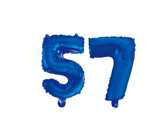 Folieballon 57 jaar blauw 41cm