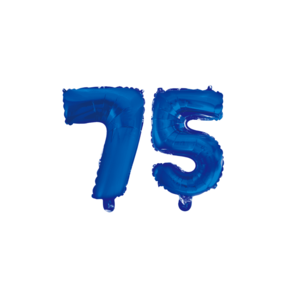 Folieballon 75 jaar blauw 41cm