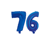 Folieballon 76 jaar blauw 41cm