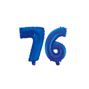 Folieballon 76 jaar blauw 41cm