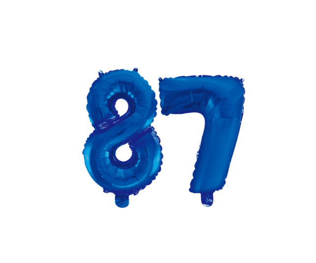 Folieballon 87 jaar blauw 41cm