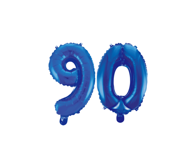 Folieballon 90 jaar blauw 41cm Folieballon 90 jaar blauw 41cm