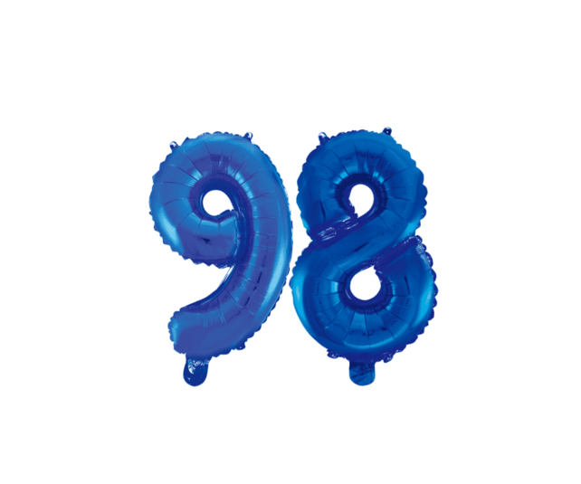 Folieballon 98 jaar blauw 41cm