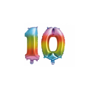 Folieballon 10 jaar Regenboog 41cm