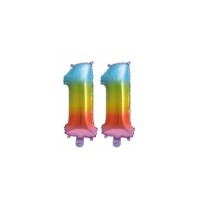 Folieballon 11 jaar Regenboog 41cm