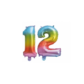 Folieballon 12 jaar Regenboog 41cm