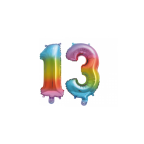 Folieballon 13 jaar Regenboog 41cm